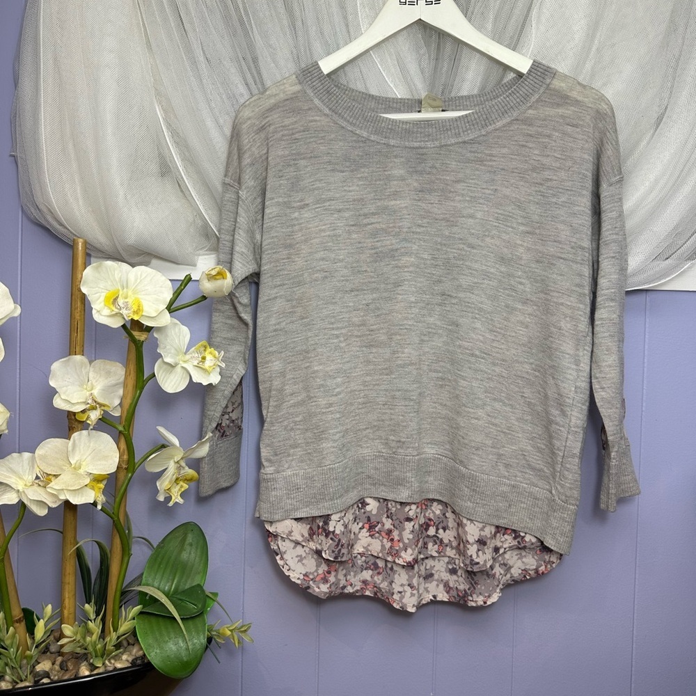 Gray Floral Layered Women's Top